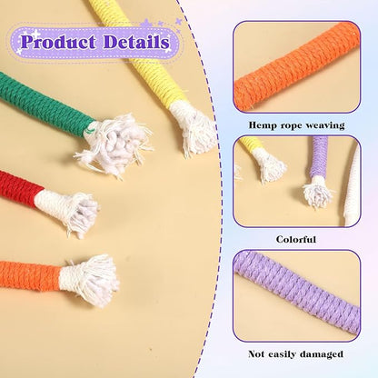 Cat Toys Chew Ropes, 6 PCS Kitten Teething Toys for Indoor Kittens Interactive Cats Cleaning Toy Refillable Catnip Cat Chew Ropes Toy for Indoor Cats Teeth Cleaning Self Playing