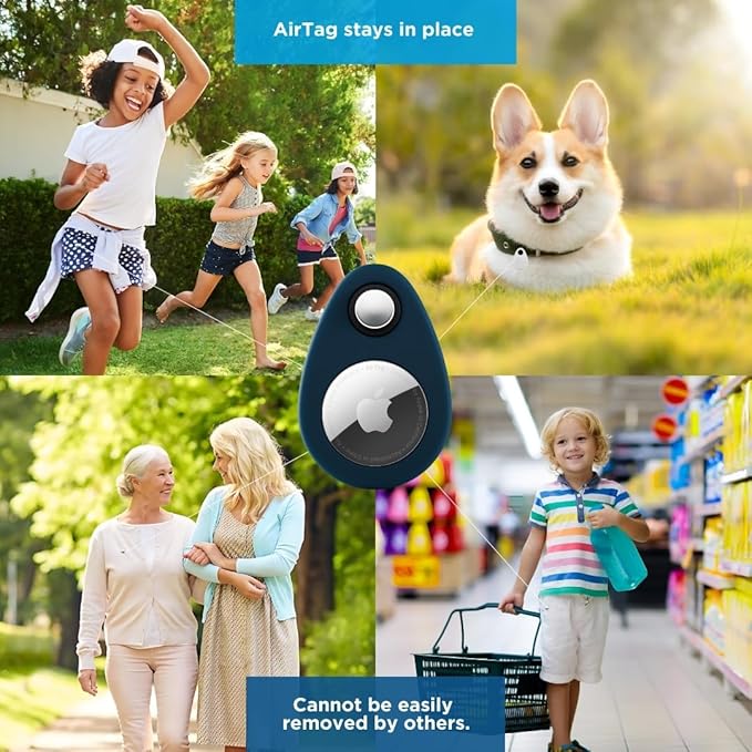 INFINITE ORBIT AirTag Holder for Kids – 2 Pack Anti-Removal Locking Case, GPS Tracker Holder Suitable for Children, Elderly, Pets & Luggage, Hidden Air Tag Pin Case (Compatible with Apple AirTag)