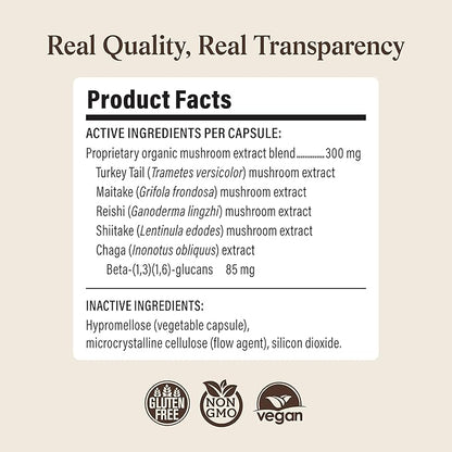 Real Mushrooms Pet Defenders with Krill - Dog Immune Support with Reishi, Turkey Tail, Shiitake, Maitake Organic Mushroom Extracts, Chaga - Daily Digestion and Immune Support for Dogs and Cats, 90ct
