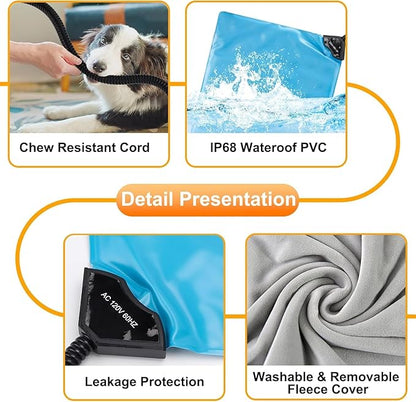 Texsens Cat Heating Pad - Heated Pet Bed Dog Mat with Chew Resistant Cord & Removable Soft Cover - Fits Outdoor Cat House (23.6" x 11.8")
