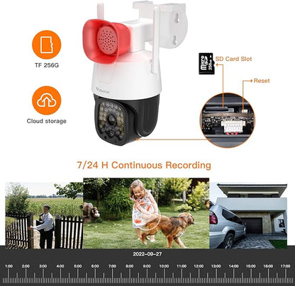 VSTARCAM 3MP Security Camera Outdoor,Home Camera Security, Outdoor WiFi Camera with 2.5-Inch High-Decibel Speaker, 360° PTZ Camera, Motion Detection,Two-Way Audio,Siren, Color Night Vision 01