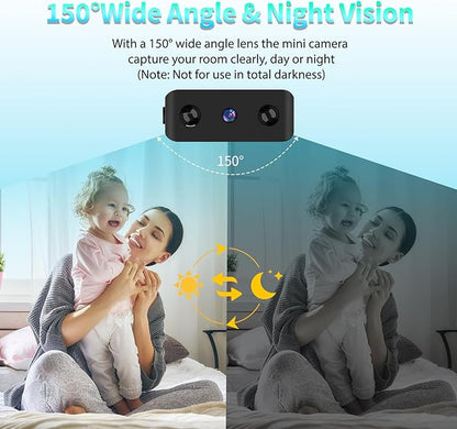 Mini Indoor WiFi Camera Home Security Room Body Cameras Nanny Cam Small Smart Home Outdoor Cams Pet Dog Baby Camera HD House Portable Camaras Motion Detection Night Vision Cam No Need WiFi Door Camara