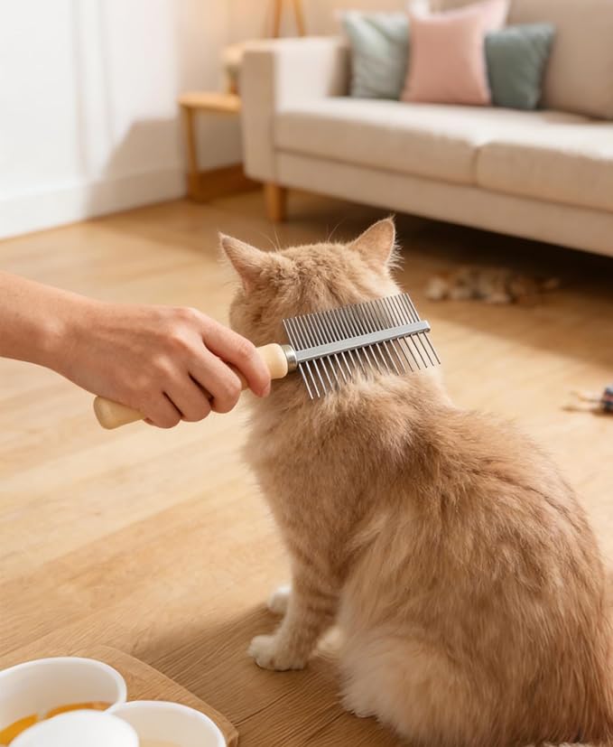 Premium Pet Grooming Kit for Cats & Dogs - Includes 2 Knotting Combs, 1 Shedding Comb & 1 Double-Sided Comb, Detangling & Deshedding Cat Grooming Kit