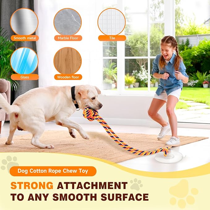 Interactive Dog Toys with Strong Gel Suction Cup, Dog Toys for Aggressive Chewers, Tug of War Dog Toy, Mentally Stimulating Toys for Small Dog/Puppy Teething Toys, Orange