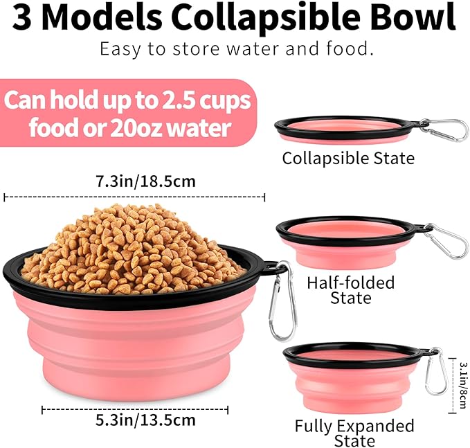 Collapsible Dog Bowls-2 Pack Large Size for Large/Medium Dogs, Pet Travel Water Bowl, Dogs Cat Portable Water Bowl, Dog Pet Feeding Watering Dish Outdoor Hiking Parking Traveling with 2 Carabiners