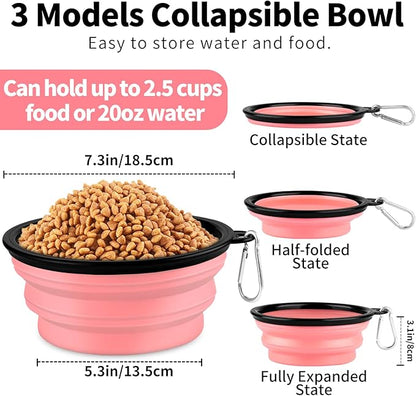 Collapsible Dog Bowls-2 Pack Large Size for Large/Medium Dogs, Pet Travel Water Bowl, Dogs Cat Portable Water Bowl, Dog Pet Feeding Watering Dish Outdoor Hiking Parking Traveling with 2 Carabiners