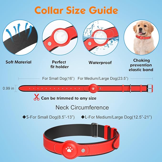 2-in-1 GPS Tracker for Dogs: Smart Pet Collar with Real-Time Tracking,No Monthly Fee/Subscription (iOS Only) Waterproof, Anti-Lost,365-Day Long Battery Life GPS Tracker Dog Collar(Tracker Included)