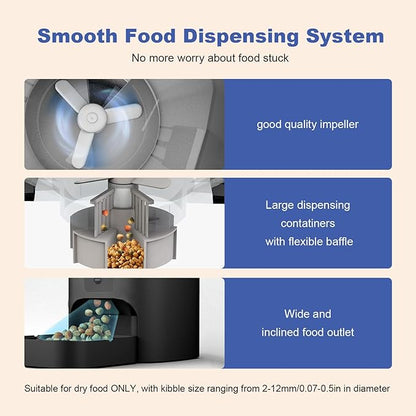 ANDOLL HOME 2.4G/5G Automatic Cat Feeder, 4L WiFi Food Dispenser with 10s Voice Recorder, Pet Feeder up to 10 Meals per Day, Timed Cat Feeder with Dry Food Sealed Ring(Matte Black, 4.0 L)
