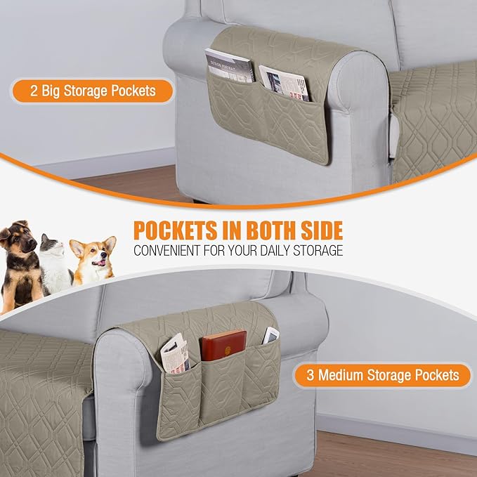 VANSOFY Couch Cover, Waterproof Sofa Covers Washable Slipcover Furniture Protector Couch Seat Covers Non-Slip Couch Cover for Dogs, Pets(Oversized Sofa, Khaki)