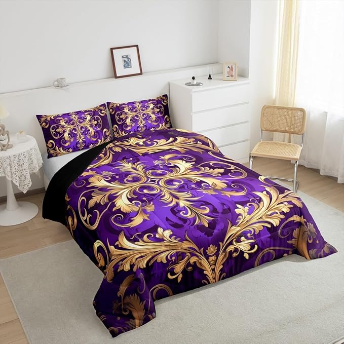 Erosebridal (Just Print Damask Toddler Size Comforter Set, Vintage Aztec Flower Microfiber Bedding for Kids Boys Girls, Exotic Bohemian Paisley Quilt Set, Fashion Victorian Baroque Hippie Bed Sets