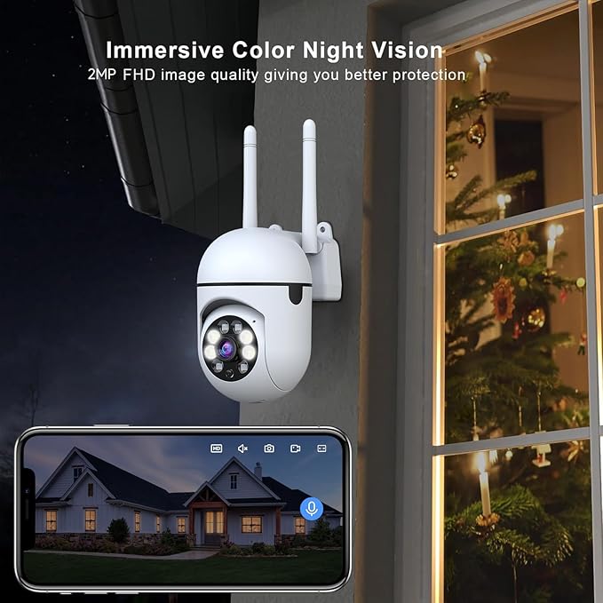 JAIOTlink 1080P Security Camera Wired, Baby Monitor with 360° Pan/Tilt, 2-Way Audio, Color Night Vision, AI Detection, SD/Cloud Storage, 2.4G/5GHz WiFi Home Surveillance Cam, Compatible with Alexa