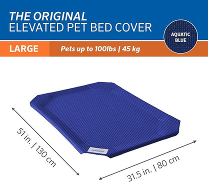 The Original Coolaroo Elevated Pet Bed Replacement Cover, Large, Aquatic Blue