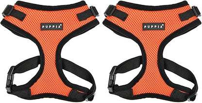 Puppia Authentic RiteFit Harness with Adjustable Neck Orange, Medium (Pack of 2)