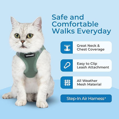 Voyager Step-in Pet Harness - All Weather Mesh, Adjustable Step in Harness for Cats and Dogs by Best Pet Supplies - 307 Set Moss Green, XS