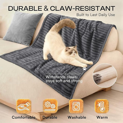 Luciphia Waterproof Dog Blanket for Small Puppy Ultra-Soft Calming Cut Pile Flannel Throw Durable & Warm Furniture Protection for Couch Car Pet Cat Blanket Machine Washable Stone Gray,S(40''x28'')