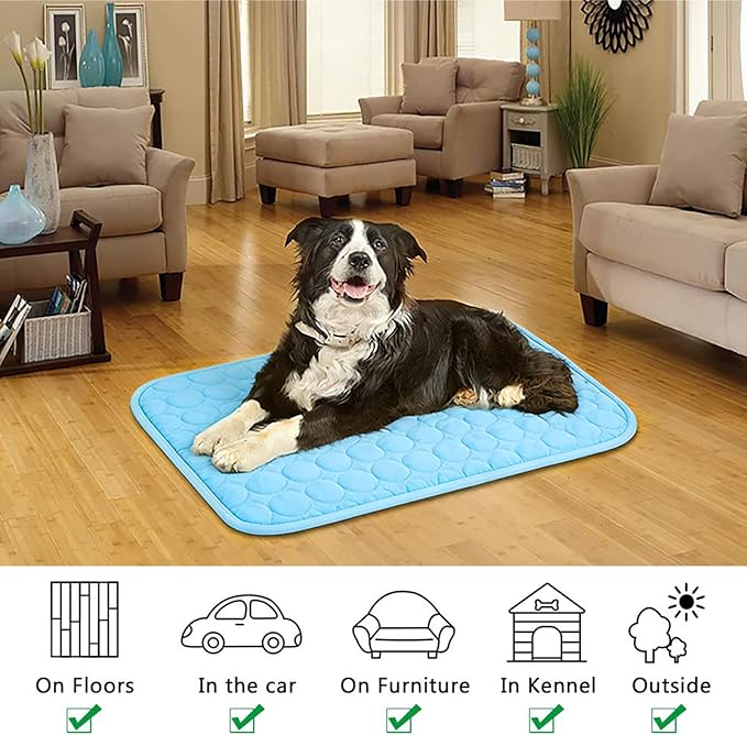 2026 Upgraded Dog Cooling Mat Large Cooling Pad-Q-Max>0.4 Summer Pet Bed for Dogs Cats Kennel Pad with Chill Cool Fiber,Breathable Portable Pet Self Cooling Blanket Machine Washabl,15"x19"