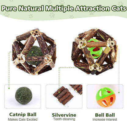 WOUSEDO 27 Pack Catnip Chew Toys for Cats,Cotton Sisal Rope Toys,Cat Natural Silvervine Sticks,for Cat Teeth Cleaning and Dental Care,Interactive Toy for Bored Indoor Cats