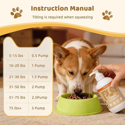 Fish Oil Omega 3 for Dogs - Salmon & Pollock Oil for Dog and Cat - Defense Liquid Supplement for Skin, Coat Brain, Hip, Joint and Heart Health - Omega Oil for Pet(16OZ)