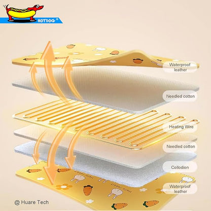 Pet Heating Pad, Adjustable Temperature Heated Dog Bed, Heated Cat Bed By HOT Dog,Waterproof Pet Heated Mat Indoor with Chew Resistant Cord, 25.6''X19.7'' Yellow Pet Heating Mat