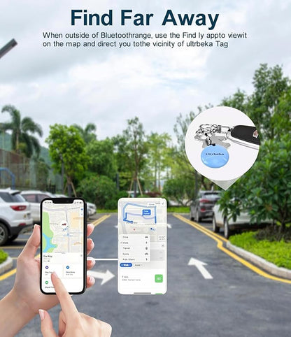 Ultrbeka Tracker 4 Pack Bluetooth Item Finder for iPhone – MFi Certified Smart Tracker Compatible with Apple Find My, Replaceable Battery, IP67 Waterproof Key Finder for Keys, Wallet, Luggage
