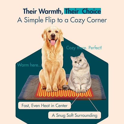 Vagascape Dog Heating Pad (48"x28") - Waterproof Electric Heated Mat & Pet Bed for Indoor and Outdoor Use, Chew Resistant Cord, Machine Washable Cover with Wheat Pattern Quilting, for Cats and Pets