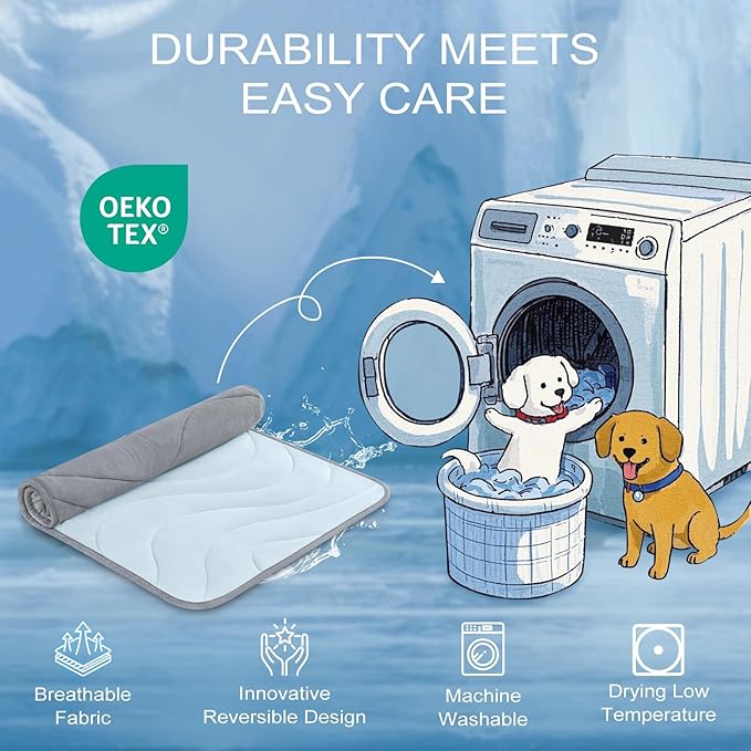 Cozyide Dog Cooling Mat, Extra Large Cooling Mat for Dogs, Reversible Pad for Pet, 40" L x 28" W,Blue