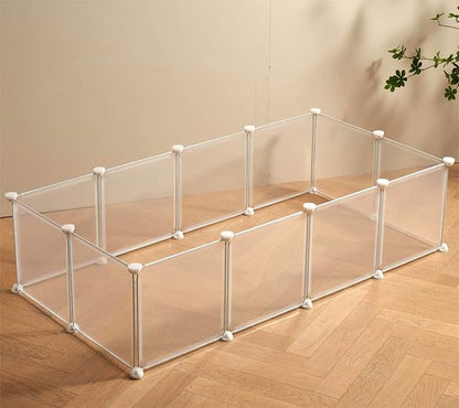 LURIVA Transparent Clear Small Animal Playpen, Guinea Pig Cages, Puppy Dog Playpen, Pet Playpen, Rabbit Bunny Indoor Fence Pen Enclosure, White Clear Plastic Playpen,12X12 Inch, 12Panels