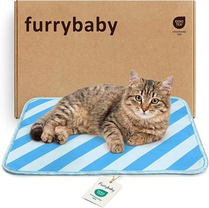 Dog Cooling Mat for Dogs & Cats, Soft Breathable Cooling Pad for Dog Bed, 23"x18" Self Cooling Crate Mat for Dogs, No Gel Washable Non-Slip Pet Cooling Mat Indoor Outdoor, Blue Stripe