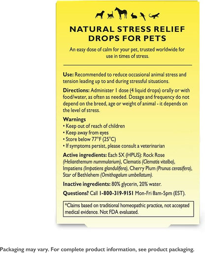Rescue Remedy Pet Dropper - 10mL - Stress & Tension Support for Dogs & Cats with Bach Natural Flower Essences - Sedative-Free, Homeopathic Liquid Formula - For All Breeds, Ages & Weights