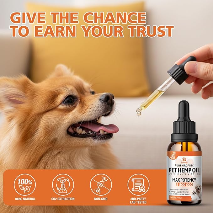 (2 Packs) Неmp Oil for Dogs Cats, Organic Pet Calming Drops, Cat Dog Anxiеty Relief & Strеss & Pаin Rеlief for Dogs, Supports Rеlaxation & Slеep, Hip Joint Health