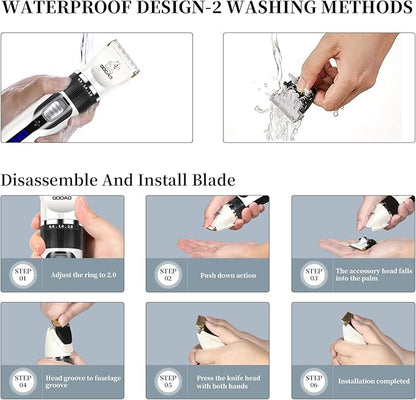Dog Clippers Grooming Kit and Paw Trimmer,Cordless,Low Noise, Electric Quiet,Rechargeable, Dog Trimmer Grooming, Pet Hair Clippers for Thick Coats,Shaver for Small and Large Dogs Cats