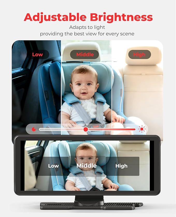 LUCKVIEW BM5PRO Double Car Camera for 2 Baby，7.2" 1080P Split Screen with IR Night Vision, Real-Time Monitoring Baby Car Camera,Easy Install, Family Travel Companion for Kids & Pets