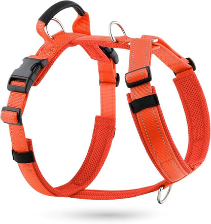 No Pull Dog Harness with Handle, Soft Mesh Padded Adjustable for Small Medium Large Dogs | Reflective Easy Walk Harness with Front Clip for Training, Running & Outdoor (Orange, XL)