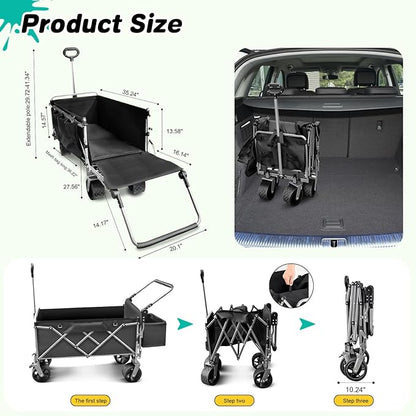 Dog Stroller for Large & Medium Dogs up to 220lbs with Tailgate, Mat, Multiple Pockets, Cup Holder, Storage Baskets, All-Terrain Foldable Large Pet Dog Wagon for Road Trips, Vet Visits, or Park Day