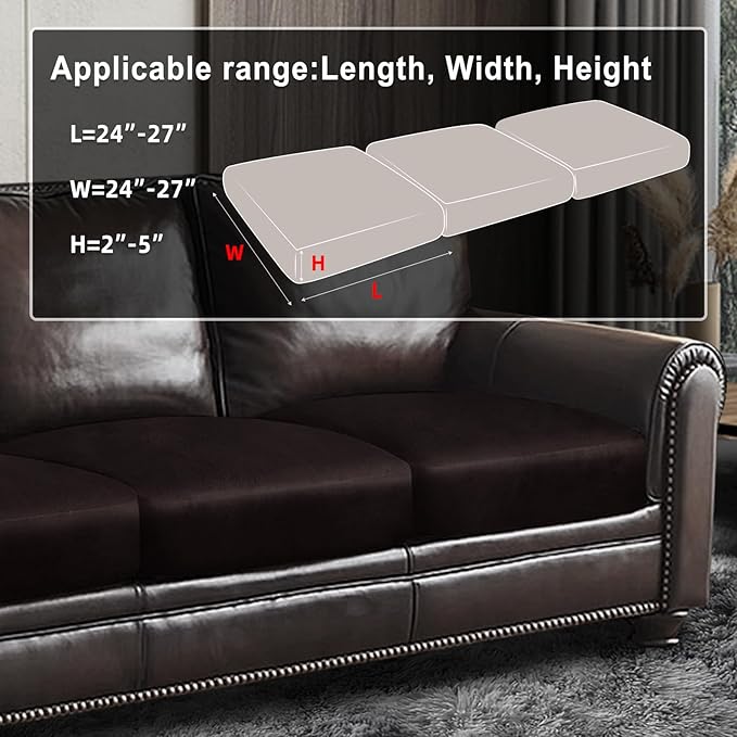 ANARACHON Leather Look Couch Cushion Covers Sofa Seat Slipcovers Sets Couches Furniture Protector for Sectional Armchair Loveseat Pets Kids Stretch Spandex Fabric (3 Cushion Sofa, Chocolate)
