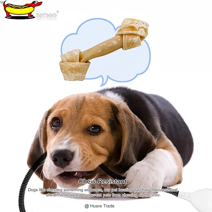 HOTDOG Pet Heating Pad, Adjustable Temperature, Waterproof Heating Pad with Chew Resistant Cord, 21.7''X17.7'' Blue
