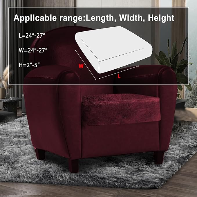 ANARACHON Leather Look Couch Cushion Covers Sofa Seat Slipcovers Sets Couches Furniture Protector for Sectional Armchair Loveseat Pets Kids Stretch Spandex Fabric (1 Cushion Armchair, Burgundy)