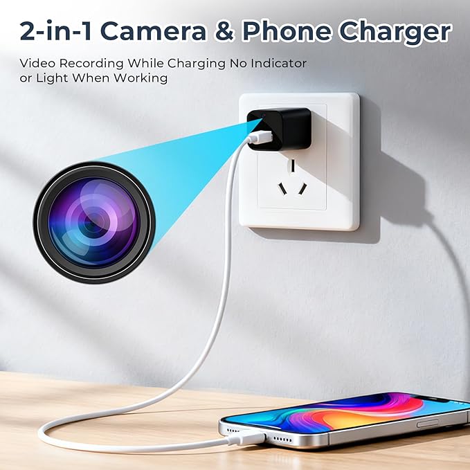 PATTERSON 1080P Hidden Camera USB Charger - Mini Wireless Spy Camera with WiFi & Motion Detection - Ideal for Home Security, Baby Monitoring, and Pet Surveillance