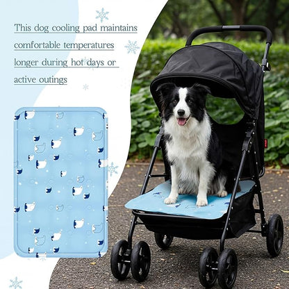 Nuanchu Dog Stroller Cooling Mat Waterproof Outdoor Pet Cooling Mat Washable Summer Cat Sleeping Blanket for Pet Stroller(23.62 x 35.43 Inches,Sky Blue Bear)