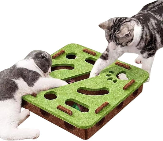 ANIS·KEAAR 1 Pack Interactive Cat Puzzle Maze Toy – Felt Hide & Seek Self-Play Toy for Indoor Cats/Kittens, Encourages Natural Hunting Instincts, Fun Exercise to Cure Boredom & Mental Stimulation