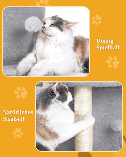 Aechonow Cat Tree Tower for Large Cat, Cat Bed House with Large Perch for Adult Cats, 20 * 16.5 Inch Big Platform for Indoor with Super Cozy Mat, Large Condo with Scratching Post, Light Gray