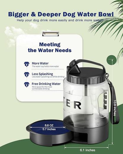 77oz Large Dog Water Bottle - Portable Travel Dog Water Dispenser & Bowl - Leak-Proof Pet Water Jug for Hiking, Camping, Walking & Car Trips, Black