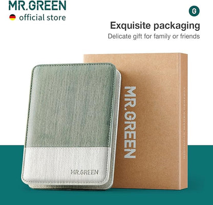 MR.GREEN Manicure Sets Pedicure Kits Stainless Steel Nail Clipper Personal Care Tools with PU Leather Case (Green)