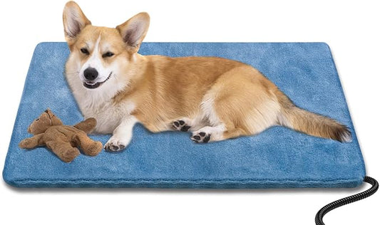 Heating Pad for Cats and Dogs Outdoor,Indoor Warming Cat Heating Pad, Waterproof，Chew Resistant Cord (Blue, 20 X 16)
