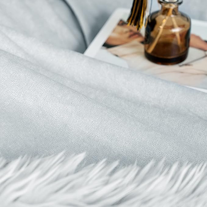 JONIYEAR Decorative 2.8" Long Hair Soft Fuzzy Faux Fur Throw Blanket 50" x 60",Luxury Reversible Fluffy Blankets for Couch Sofa Chair,Lightweight Accent Cozy Plush Thick Warm Shaggy Furry Blanket,Grey