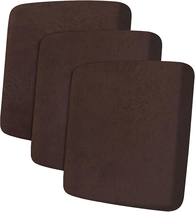 ANARACHON Leather Look Couch Cushion Covers Sofa Seat Slipcovers Sets Couches Furniture Protector for Sectional Armchair Loveseat Pets Kids Stretch Spandex Fabric (3 Cushion Sofa, Chocolate)