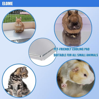 Elome Pet Cooling Pad, 11.8" X 7.9" Aluminum Summer Animal Cool Mat Plate Ice Bed Cage Accessories for Dog, Cat, Rabbit, Hamster, Guinea Pig