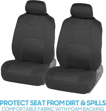 BDK PolyPro Car Seat Covers Full Set in Solid Charcoal – Front and Rear Split Bench Seat Covers for Cars, Easy to Install, Accessories for Auto Trucks Van SUV