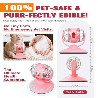 Cat Slow Feeder Toy, Beer Barrel Interactive Cat Toy, cat Treat Dispenser Toy for Indoor Cats, Small Dogs, Enrichment Toy for IQ Training, Mental Stimulation, Relieve Boredom, Gifts (Pink)