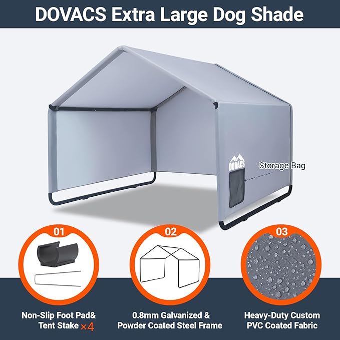 3 in 1 Extra Large Dog Canopy Outside,All-Season Outdoor Dog Shade XL with Roller Shutters and Removable Door,Pet Shelter Tent for Chicken Livestock 4'x 4'x 3.3' Winter & Summer and Rain